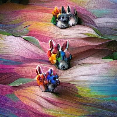 Multicolor Floral Bunnies, AI Interpretation