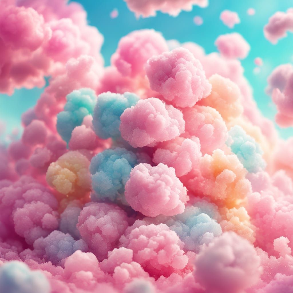 Vibrant Cotton Candy Close Up in Pastel Colors