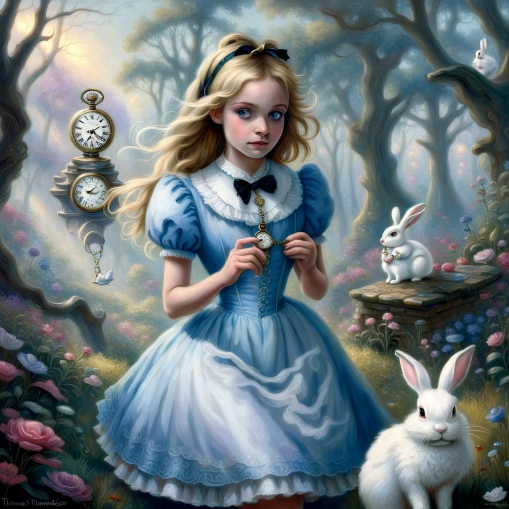 Alice in Wonderland with Pocket Watch