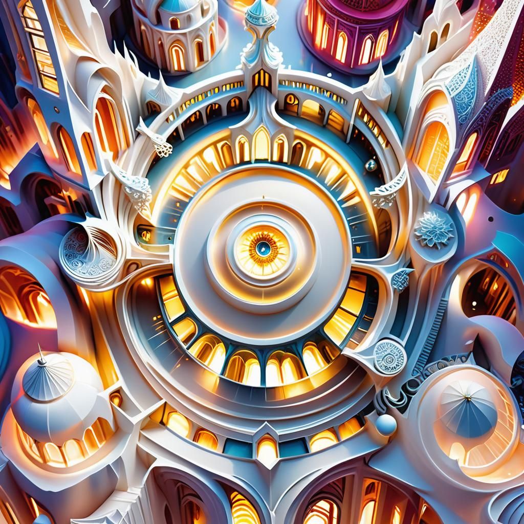 Fantastical White Cityscape in Concept Art Style