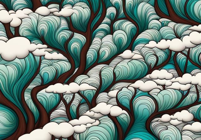 Abstract Fractal Trees in 3D Shading Style