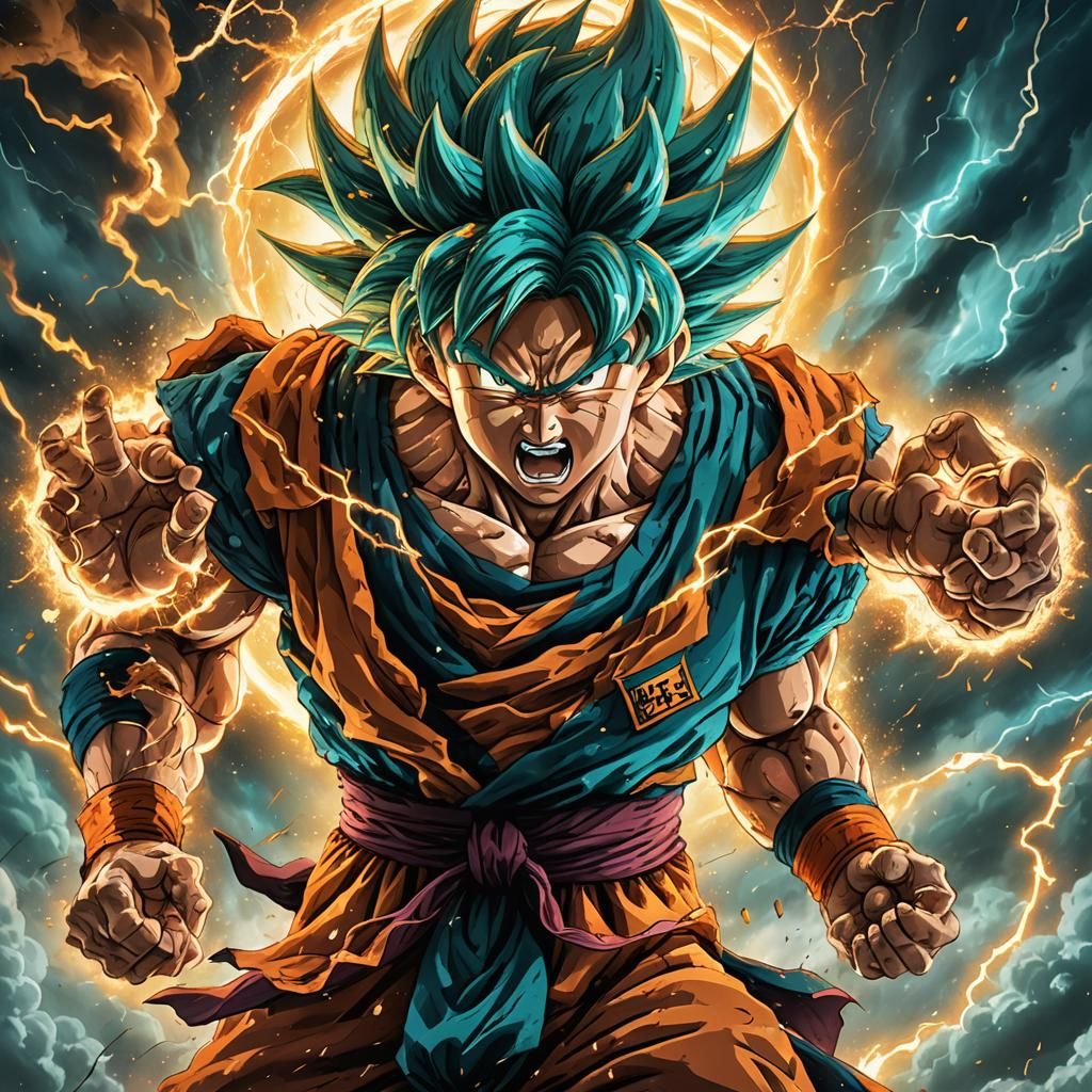 Goku Charging Ki Blast in Epic Fantasy Art
