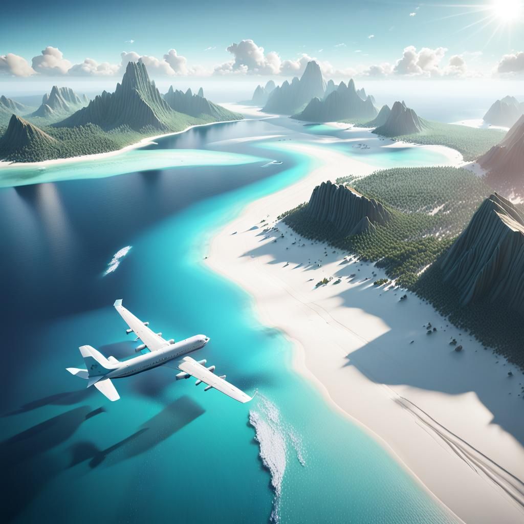 Cinematic Plane Wings Over Tropical Islands
