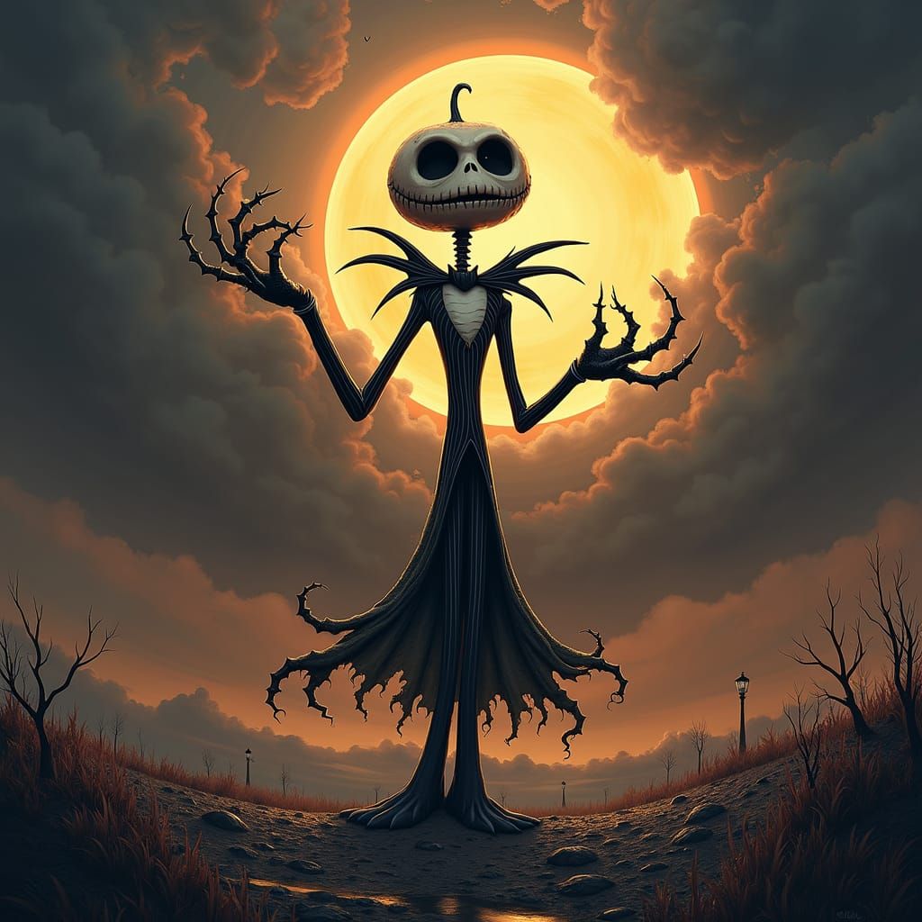 Gothic Eclipse: Jack Skellington in a Biomechanical Style