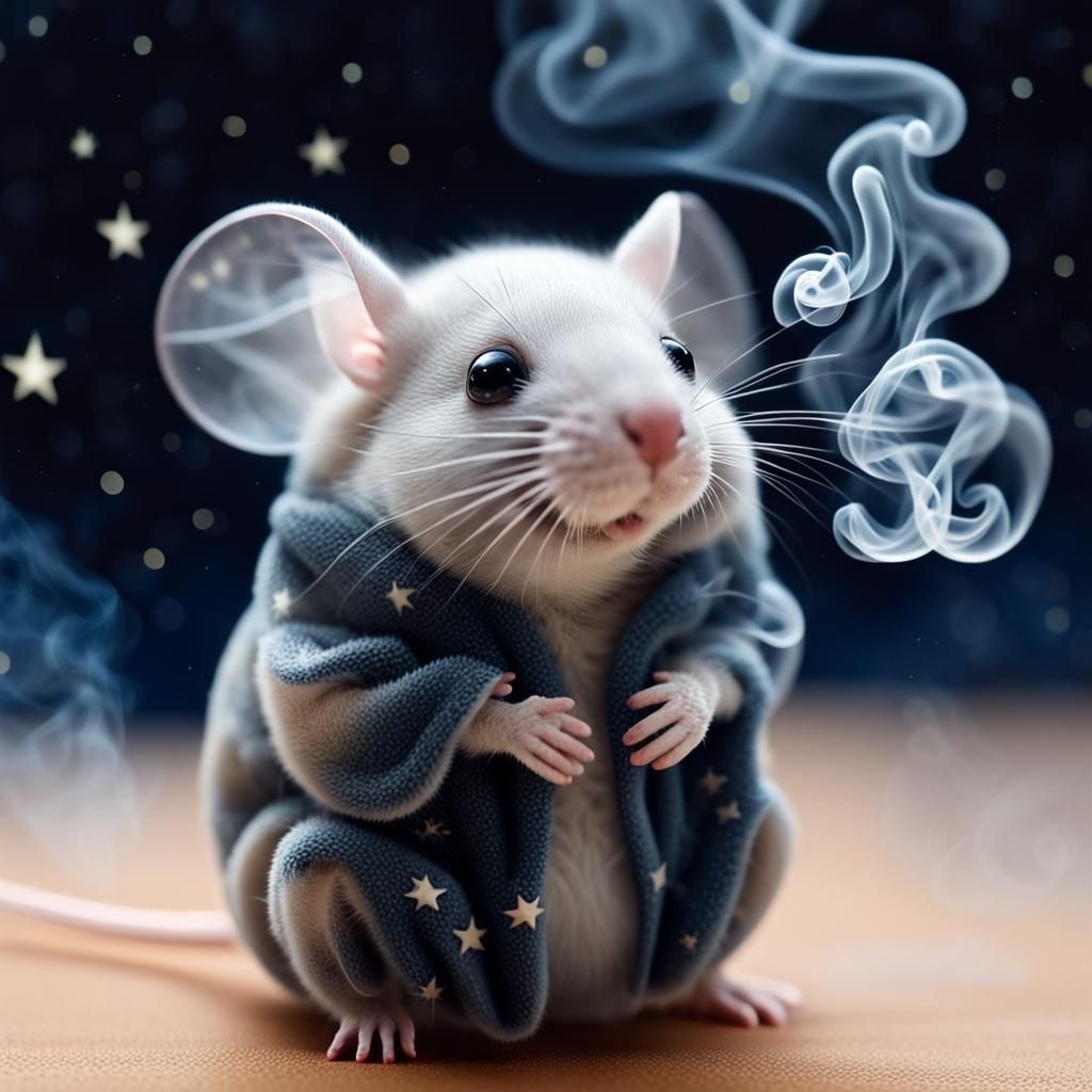Smoky Mouse Hops Across Starry Sky