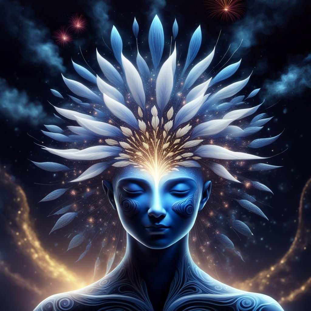 Kalamkari Flower Bursting Like a Firework