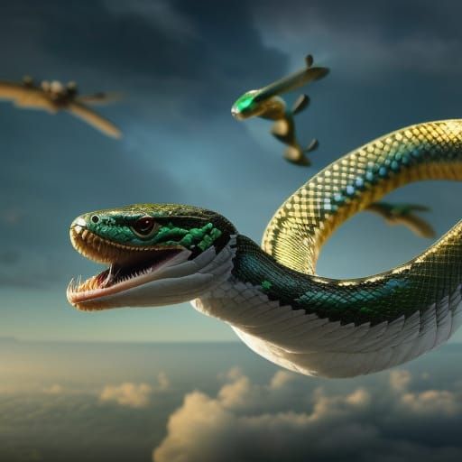 Epic Flying Snake in Digital Matte Painting