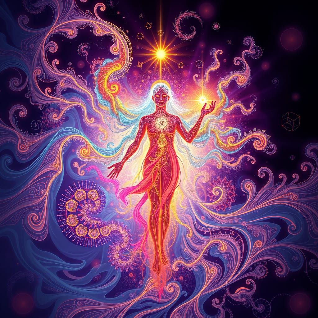 Glowing Spirit in Abstract Vector Style