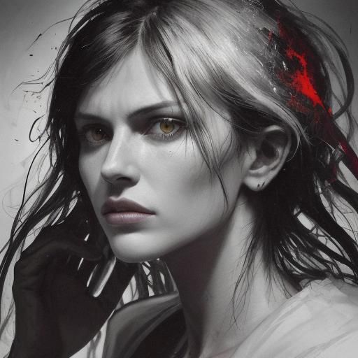 Expressionist Portrait with Surreal Shadows and Eerie Lighti...