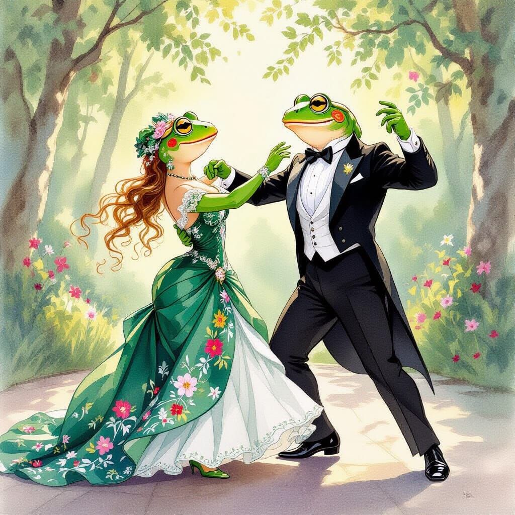 Frogs Dance Competition in Emerald Gowns