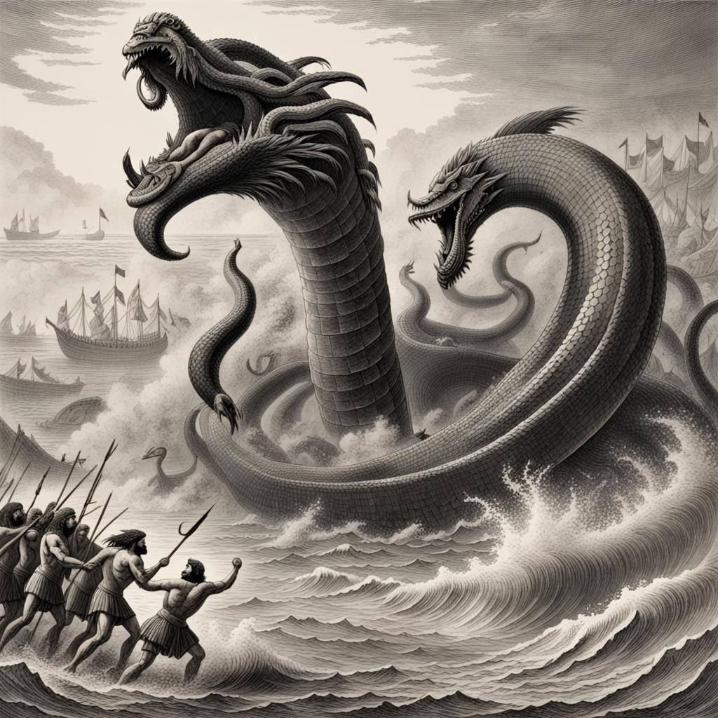 Sumerian King Battles Giant Sea Serpent