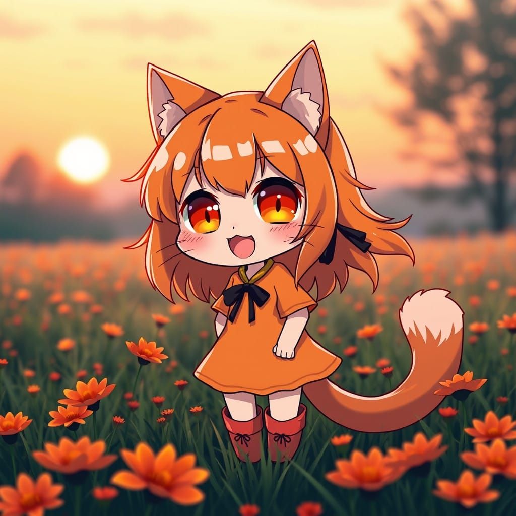 Surreal Orange Dream in Retrofuturistic Style