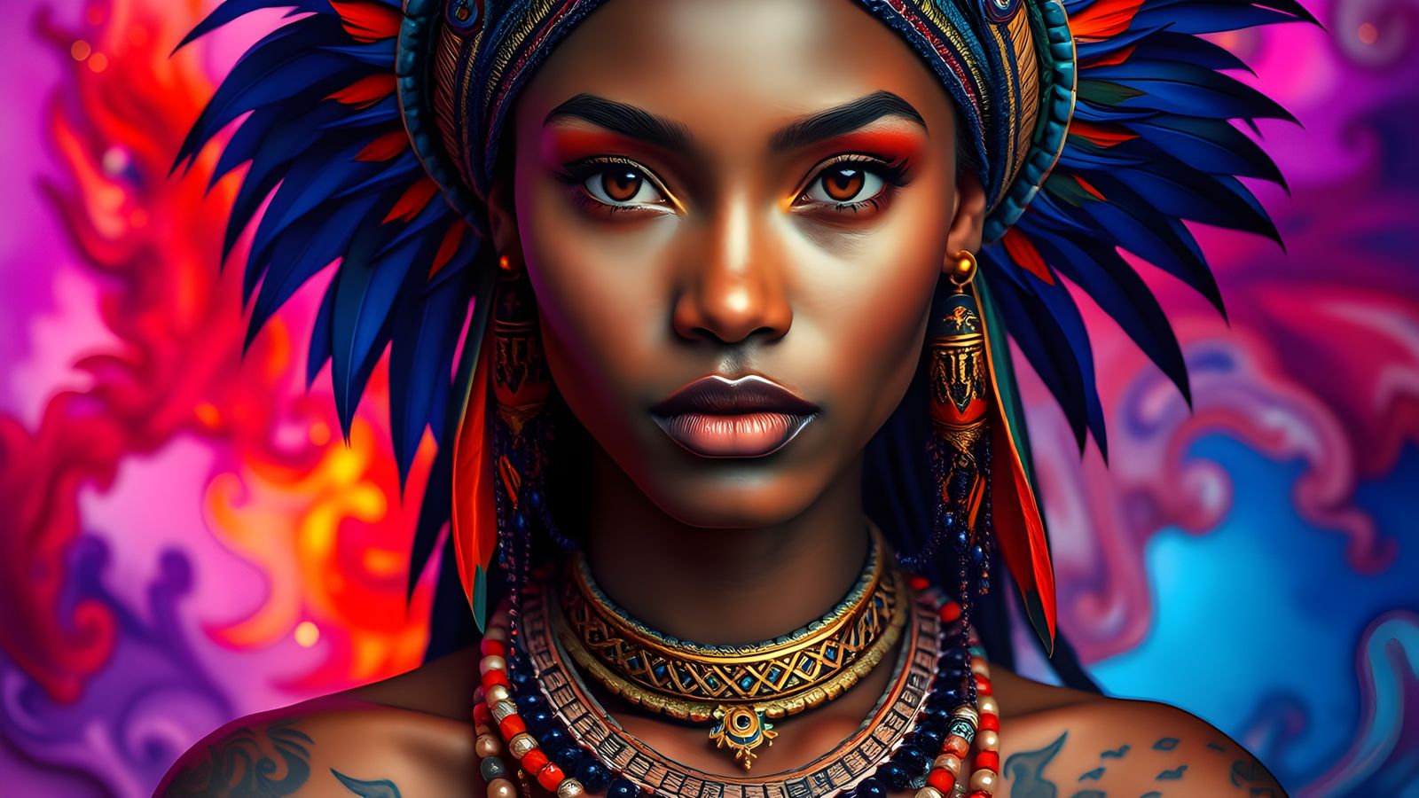Punk Nubian Woman: Hyper-Realistic Generative Portrait