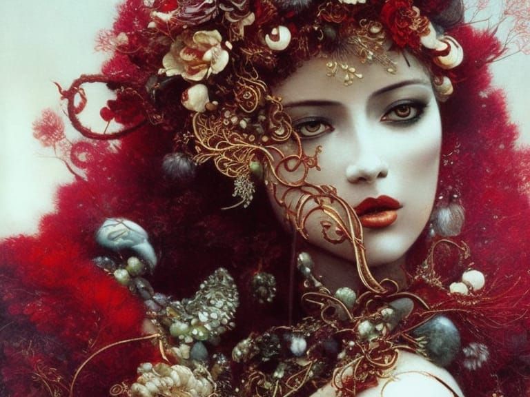 Sorrowful Goddess Portrait in Vintage Style