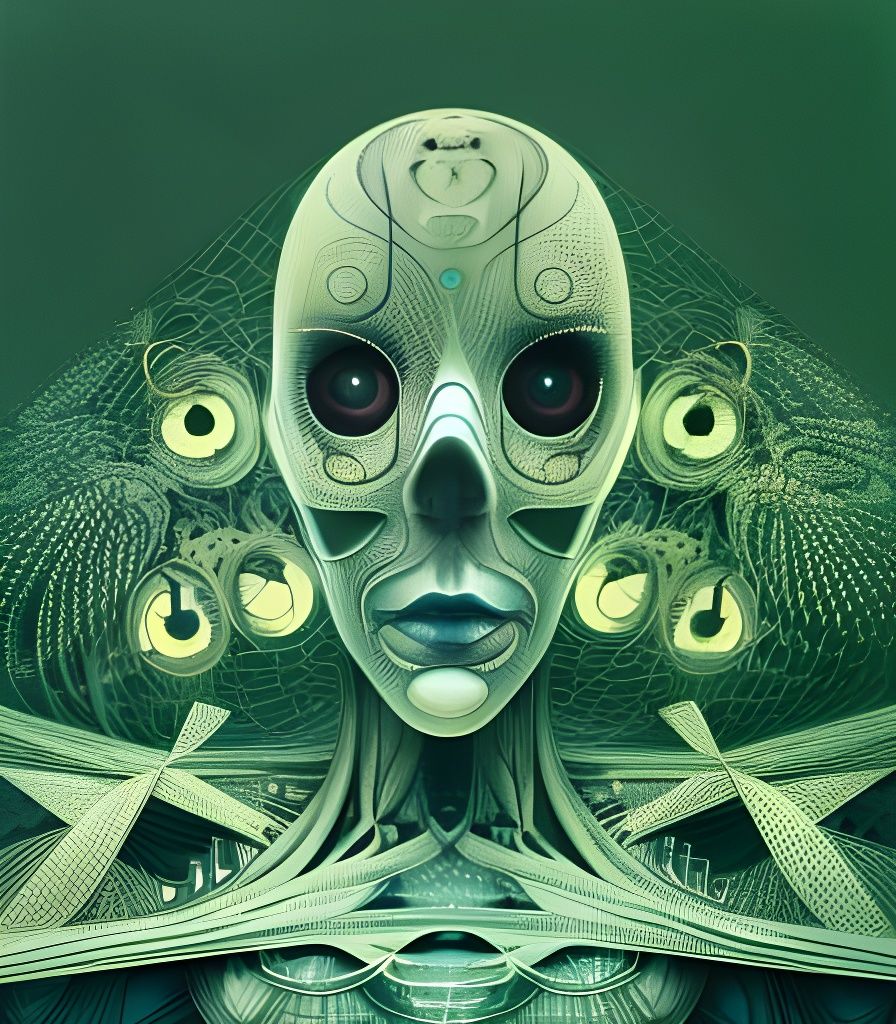 Surreal Geometric AI in Detailed Dot Art