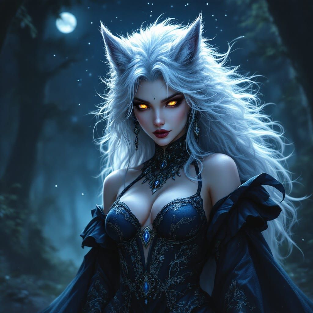 Luminous Moonlit Werewolf Goddess