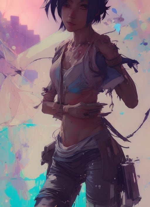 Hyperdetailed Portrait of Yuffie Kisaragi in Expressionist S...