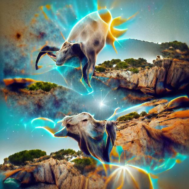 A cosmic goat jumping over corsica