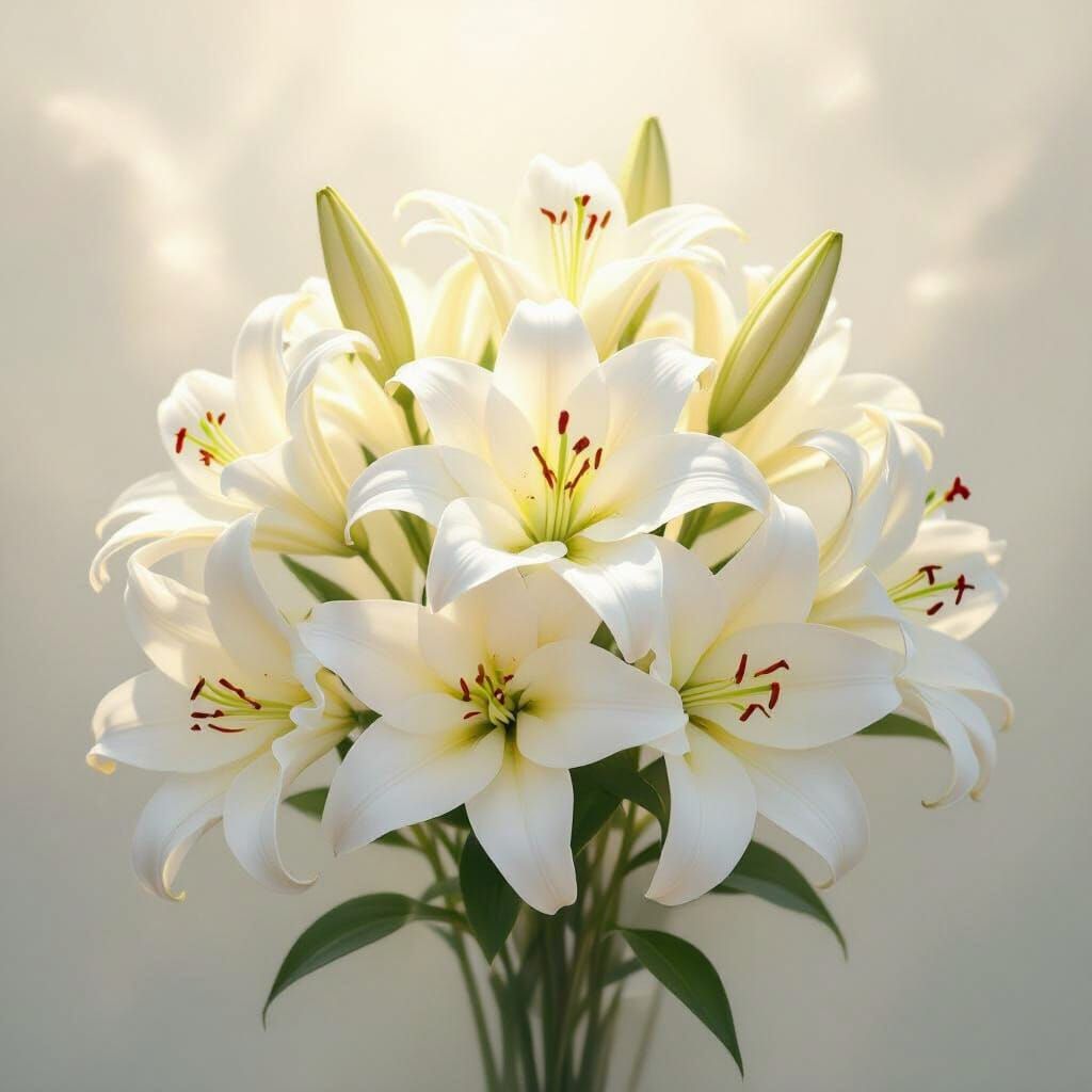 White Lilies in Ethereal Light: Symbol of New Beginnings
