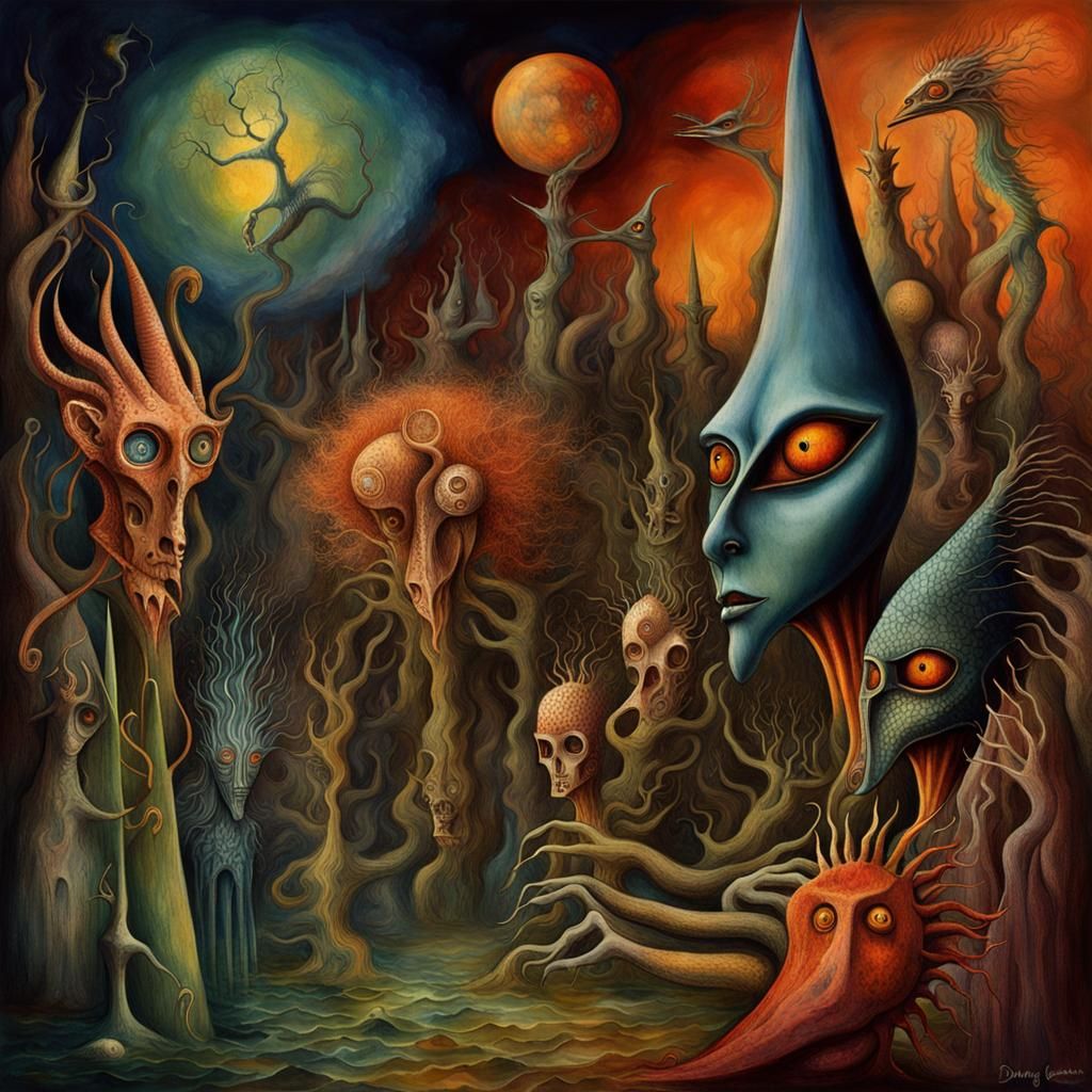 Surreal Dreamscape in Warm Colors: Organicpunk Art