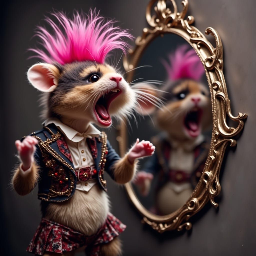 Screamo Hamster with Pink Mohawk Screaming