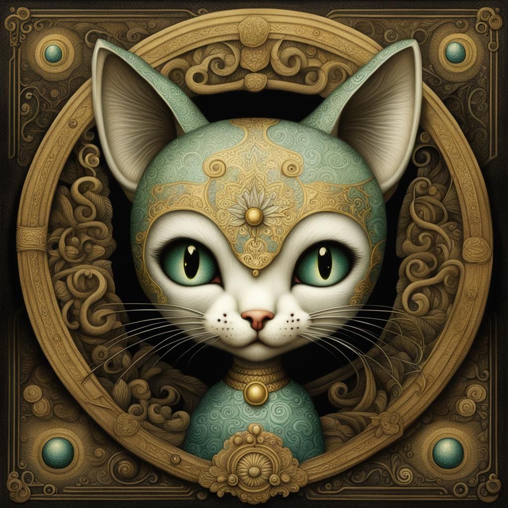 Cat in Illustrative Fantasy Style