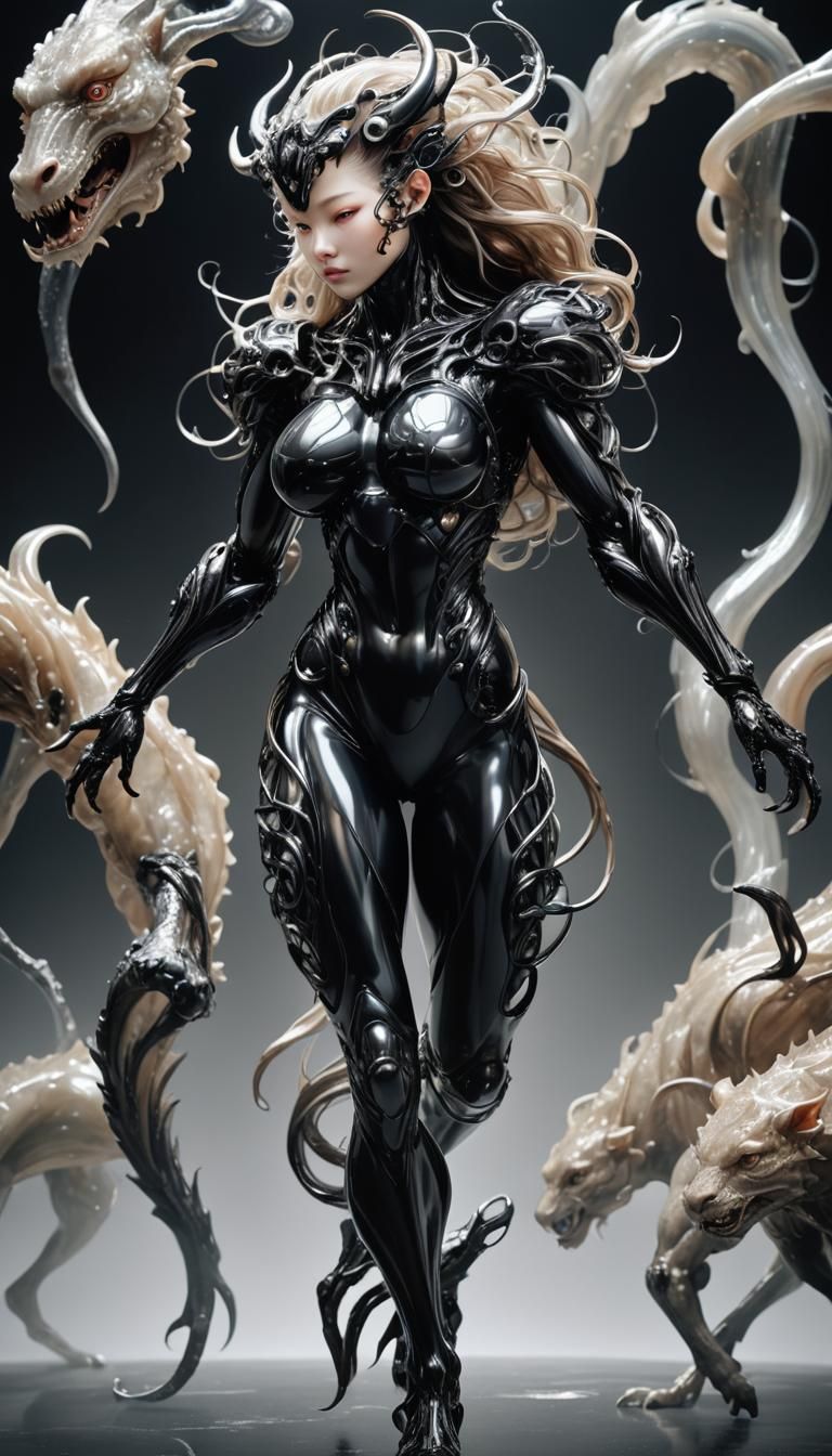 fantastic creature in black space cute juicy voluptuous real...