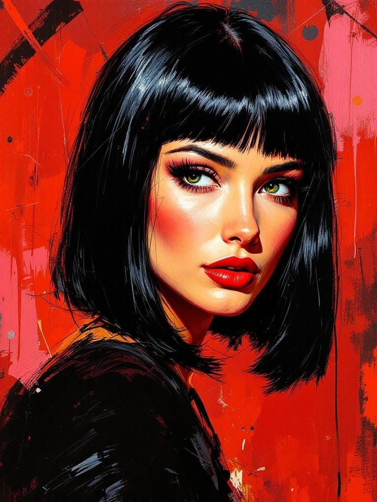 Pin Up Woman in Abstract Expressionist Style