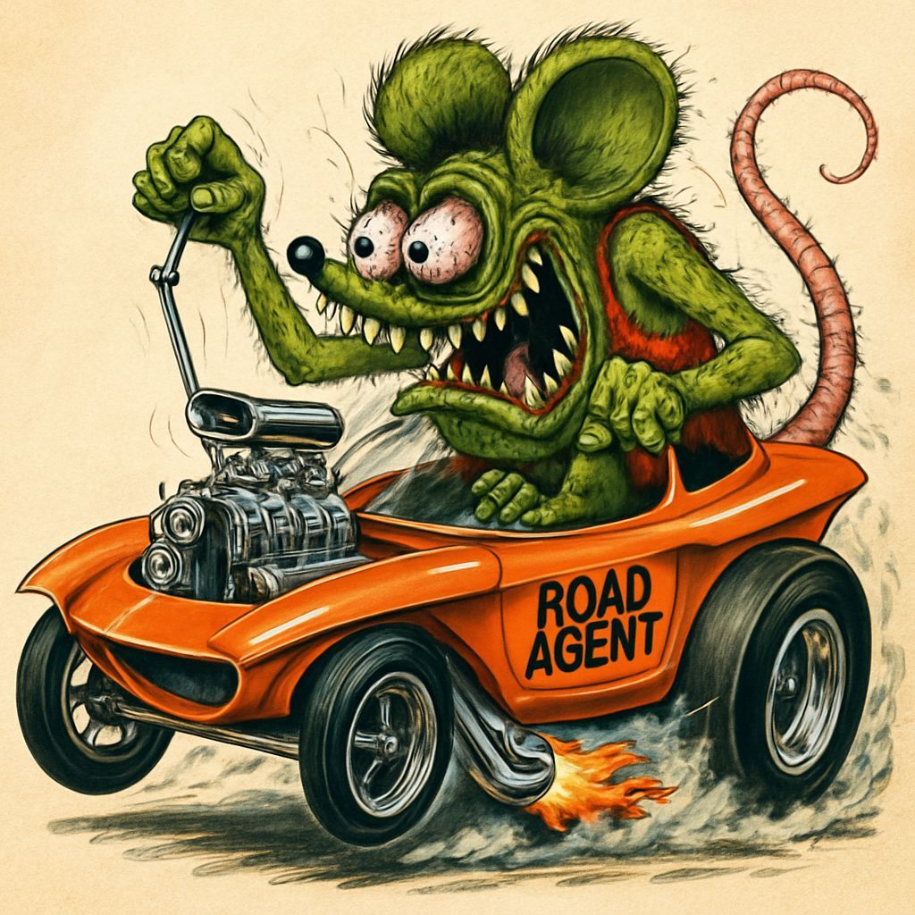 Ratfink Drives Ed Roth's Road Agent Hotrod