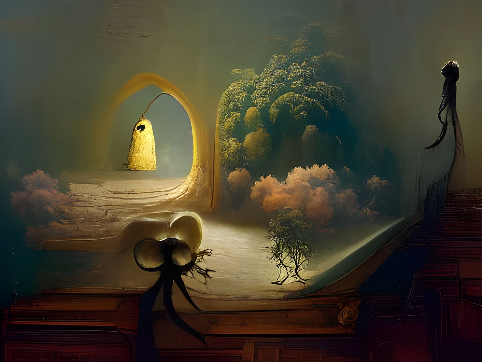 Shadow Figure in Doorway: Surreal Digital Illustration