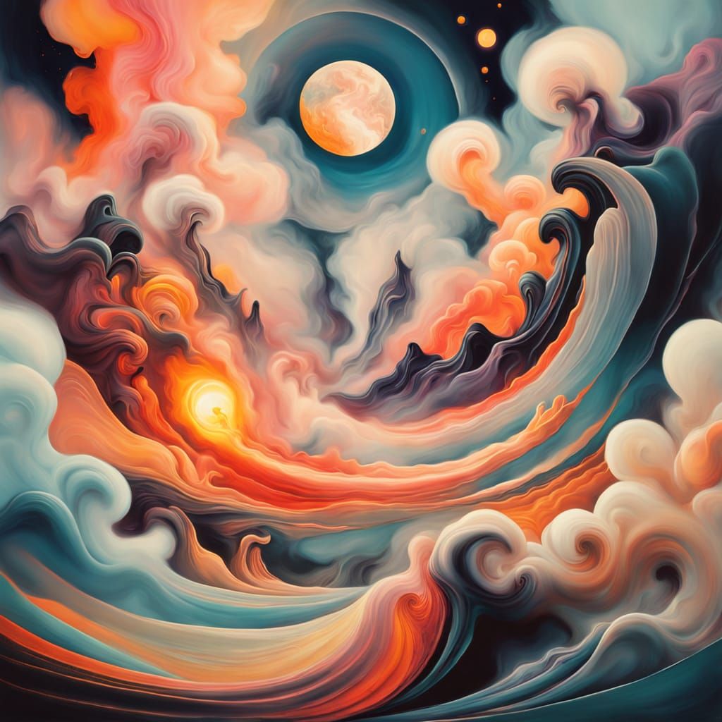 Abstract composition. Fire static incense moon canyon zipper...