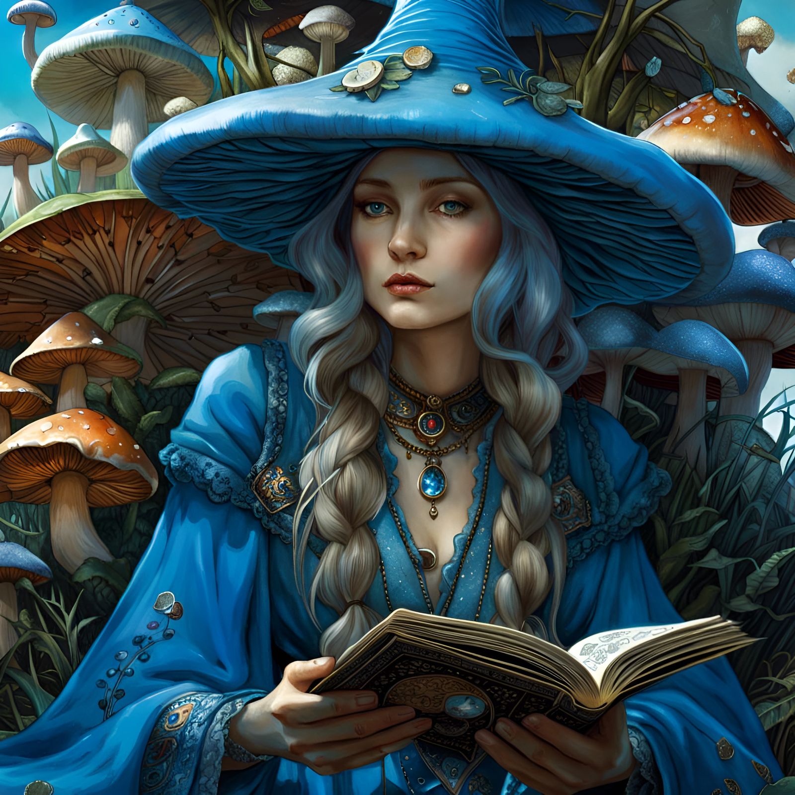 Blue Shroom Soothsayer Reading Tarot Cards