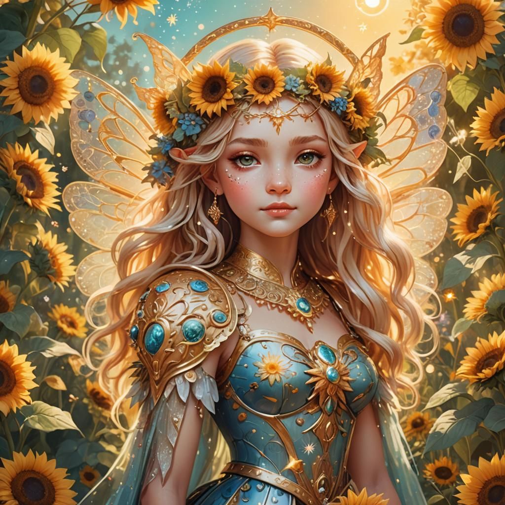 Leo Zodiac Fairy in Sunlit Garden
