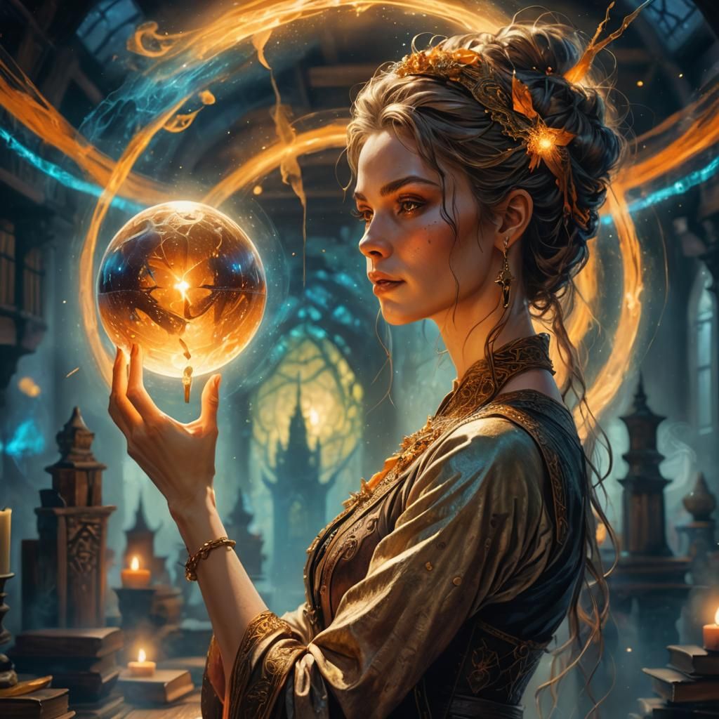 Girl Witch Portrait in Fantasy Realism Style