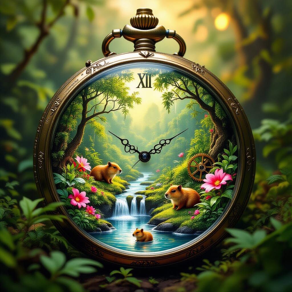 Lush Rainforest Thriving Inside Vintage Pocket Watch