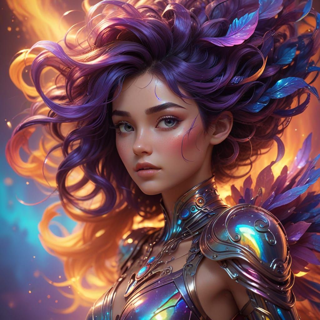 Hyper-Realistic Digital Art: Iridescent Being Embodies Eleme...