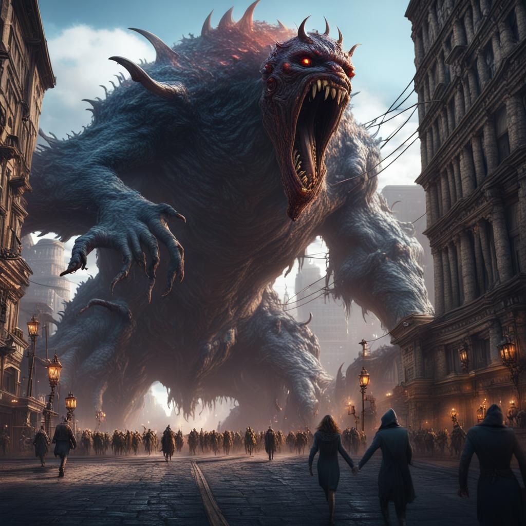 Monster Arrives to City: Matte Painting Concept Art
