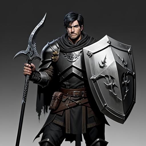 D&D Paladin with Warhammer and Shield