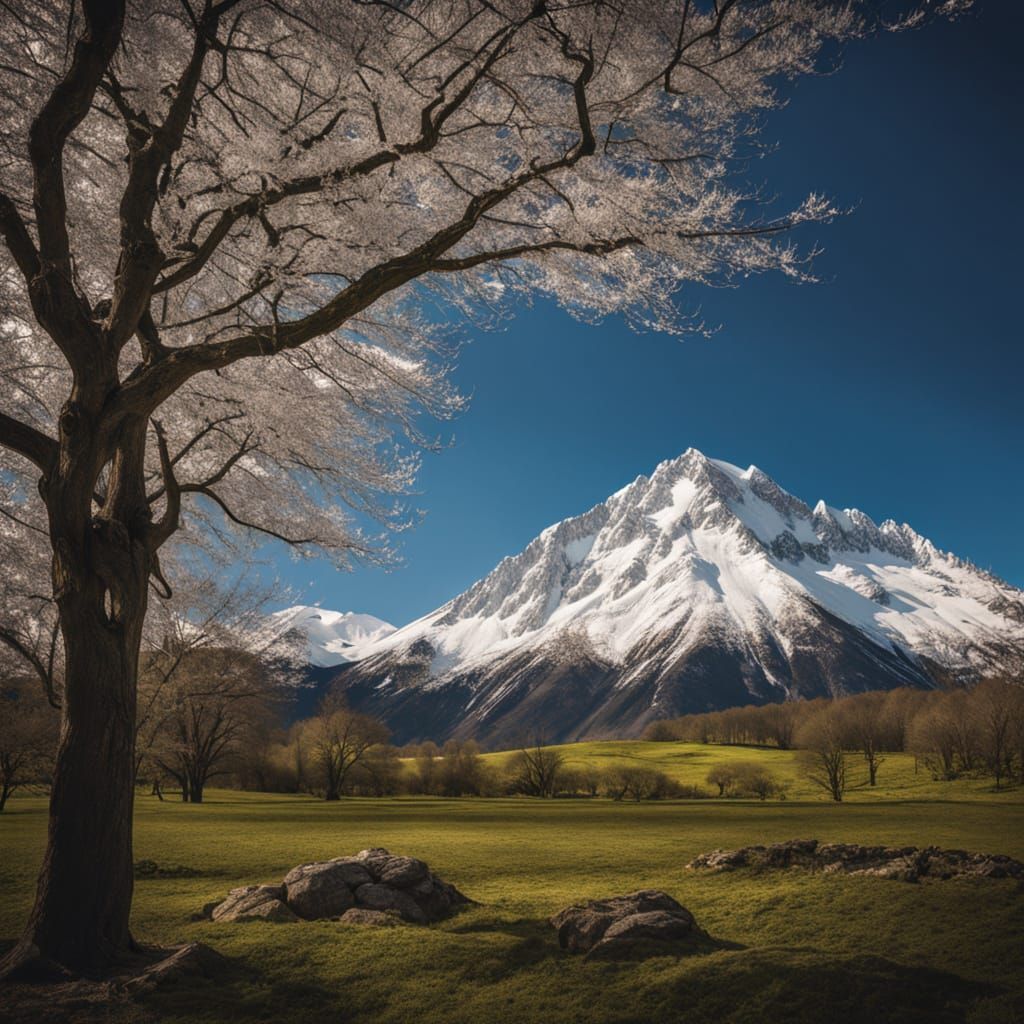 Towering Mountains in a National Geographic Style