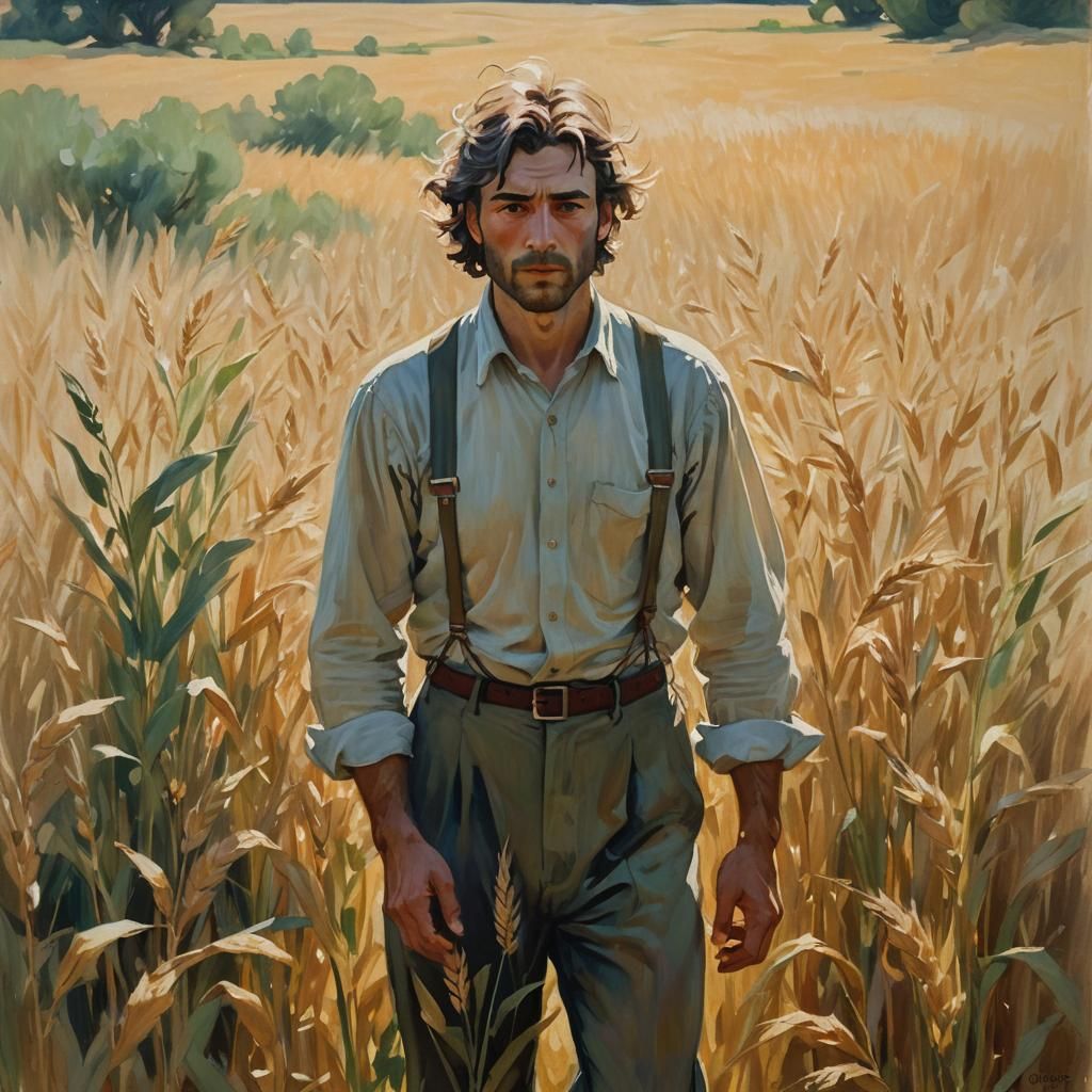 Idyllic Alyosha in Sun-Drenched Field