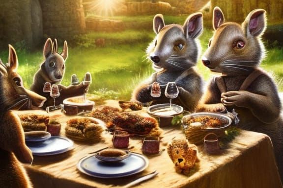 Redwall Abbey Feast: Hyperdetailed Anthropomorphic Animals