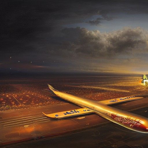 Epic Airport Runway at Night: Hyperdetailed Photorealism