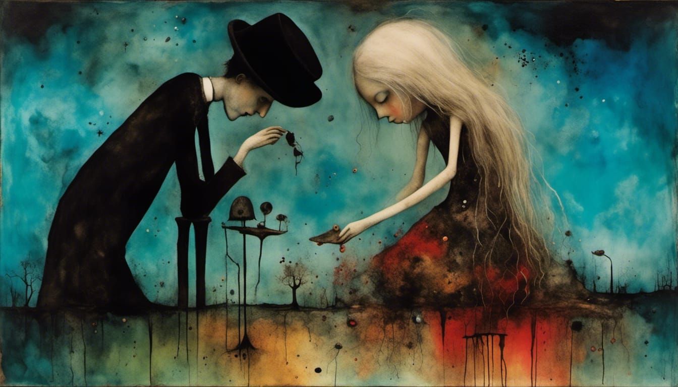 Surreal Search for Inner Emptiness in Alcohol Ink