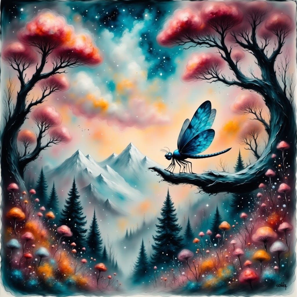 Majestic Dragonfly in Vibrant, Iridescent Splendor