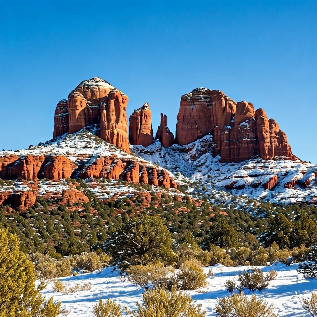 Snowy Red Rocks of Sedona Landscape
