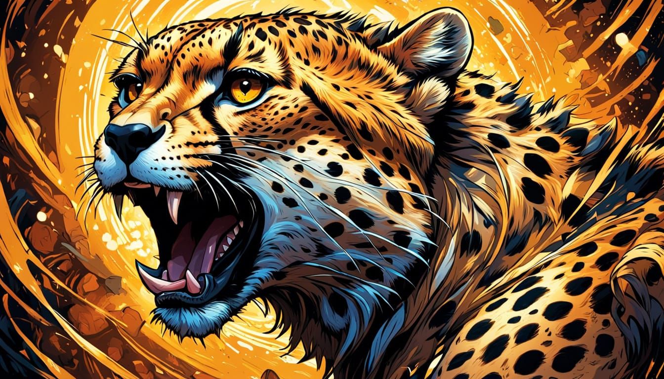 Cheetah Serves: Dynamic Comic Book Art