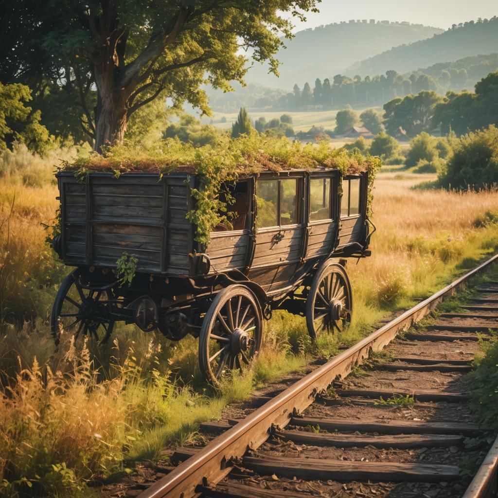 Idyllic Horse Carriage Scene in Impressionist Style