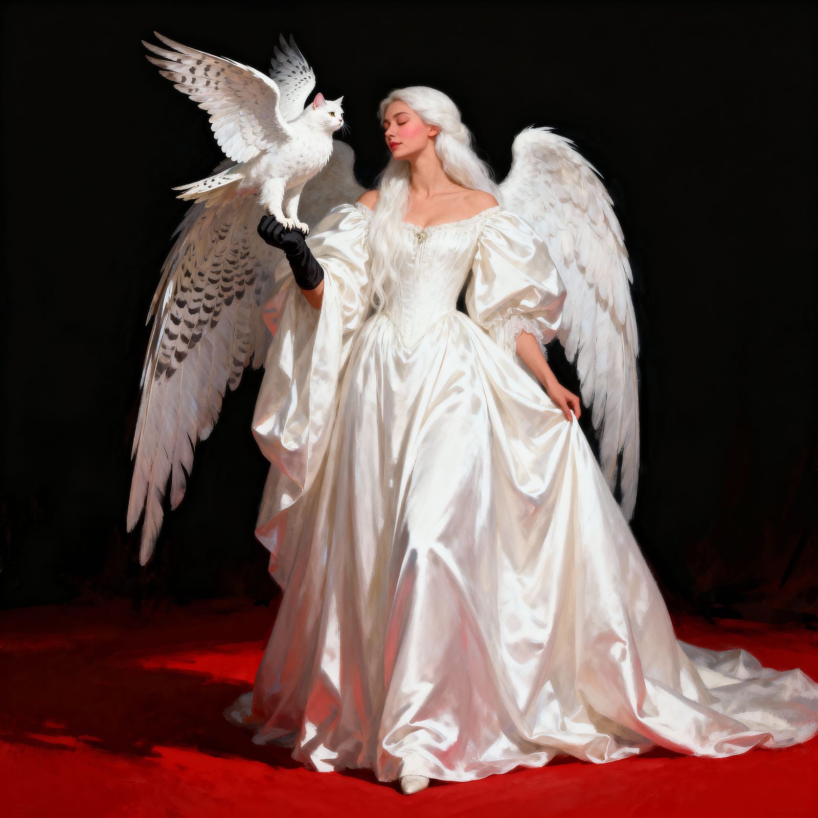 Goddess with Winged Cat in 1800s Style