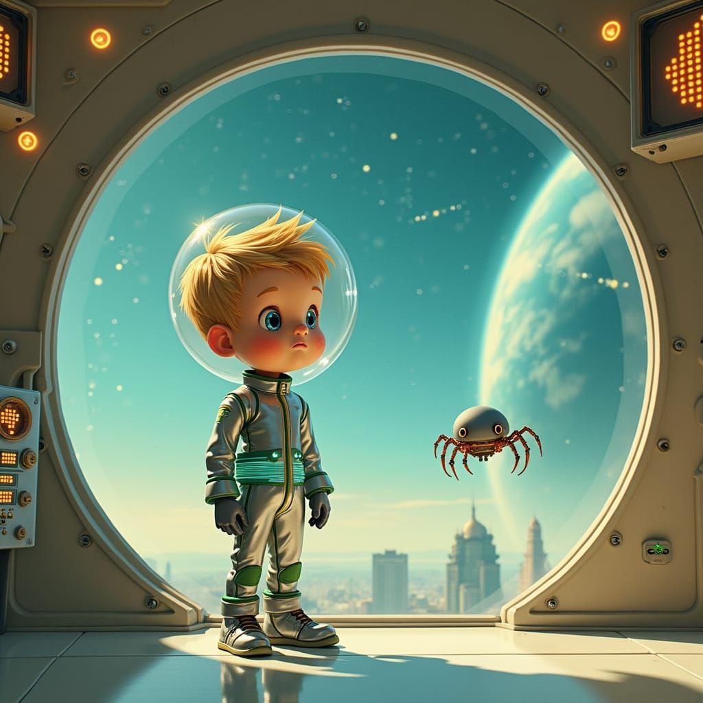 Retro-Futuristic Boy Genius in 1950s-Inspired Sky-Lab