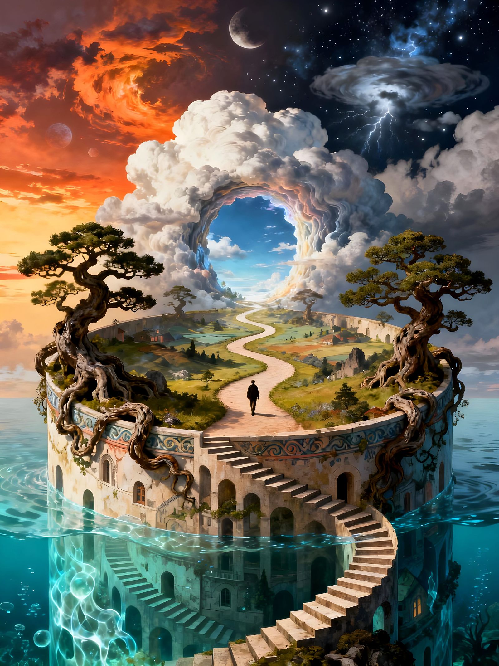 Surreal Escher Village Dreamscape Portal